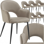 tectake 6 k&auml;etoe komplekt, sametist k&auml;etoed, polsterdatud s&ouml;&ouml;gitoa toolid, maksimaalne koormus 120 kg, mugava polstriga s&ouml;&ouml;gitoa toolid, k&ouml;&ouml;gitool, s&ouml;&ouml;gitoa toolid terasjalgadega, Taupee