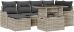 7-teiliges Garten-Sofa-Set mit Kissen Hellgrau Poly Rattan Gartenlounge Model3357235