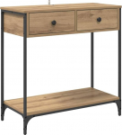 Konsolentisch mit 2 Schubladen und 1 offene Ablage, Schmal Flurtisch Eingangstisch Sofatisch f&uuml;r Wohnzimmer Foyer Eingang, Artisan-Eiche 75 x 34,5 x 75 cm Holzwerkstoff