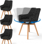 Komplekt 4 p&ouml;&ouml;rlevat s&ouml;&ouml;gitooli, 360&deg; p&ouml;&ouml;rlev k&auml;etugi, kaasaegne polsterdatud tool, Praha toolid s&ouml;&ouml;gituppa, k&ouml;&ouml;gitooli elutuppa, &otilde;ppetuppa, magamistuppa, musta v&auml;rvi