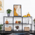 HDANI metallist konsoollaud 3 riiuliga, diivanilaud, kitsas konsoollaud, moodne stiil, sobib esikusse, elutuppa, magamistuppa (must, 140 x 30 x 80 cm)