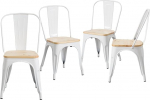 THINIA HOME Packung mit 4 St&uuml;hlen Iron Wood mit Holzsitz