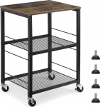 MOOACE rustikaalne 3-tasandiline k&uuml;ljelaud, k&uuml;ljelaud, &ouml;&ouml;kapp, hoiuriiul magamistuppa, k&ouml;&ouml;ki, elutuppa ja kontorisse, tugev metallraam, puidust plaat, lihtne kokkupanek, pruun ja