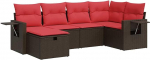 6-osaline aia diivanikomplekt koos padjaga Brown Poly Rattan Garden Lounge Model3325490
