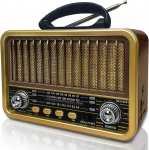 Retro raadio Bluetoothiga, AM/SW/FM kaasaskantav raadio v&auml;ike, FM raadio akutoitega TWS/USB/TF kaart/BT 5.0 funktsioon, Vintage k&ouml;&ouml;giraadio k&ouml;&ouml;gi, laua, v&auml;litingimustes (kuldne)