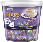 Milka Naps Mix 1x 1 kg purk, suussulavad minisokolaaditahvlid Alpi piimast, maasikast, sarapuup&auml;hklist ja Cr&egrave;me au Cacaost.