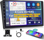 [8 Core 4G + 64G] Inefala Android 15 Autoradio 2 DIN jaoks Fiat Ducato / Citro&euml;n Jumper / Peugeot Boxer 2011-2022, 9-tolline puuteekraan juhtmevaba Carplay Android auto, BT GPS WiFi 59UI RDS Mic tagurdamine