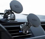 YOSH jaoks MagSafe Car Mount, 2 in 1 mobiiltelefoni hoidja auto [Metal Double Hook & 3M Base] armatuurlauale ja ventilatsioonile, magnetiline mobiiltelefoni hoidja autole, iPhone 17/16/15/14/13/12, ilma metallisteta