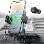 APPS2Car traadita autolaadija CD-pesa automaatne klamber 15W kiirlaadimise CD telefoni hoidja auto traadita laadijale sobib iPhone 15 14 14 13 12 Pro Max Samsungile