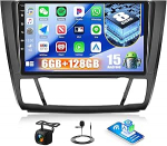 CAMECHO 6+128G 8-tuumaline Android 15 autoraadio BMW 1 E81 E82 E87 E88 2004-2011, 9-tolline navigatsiooniradio Bluetooth GPS WiFi Wireless Carplay Android Car FM/RDS DSP Mirror Link + tagantvaate kaamera