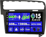 SXAUTO Android 14 [sisseehitatud 4G & DAB] 6G + 128G - Autoradio Golf 7 (2013-2018) - Dual Band WiFi - CarPlay Android Auto - Kaamera + mikrofon - Bluetooth DSP 360-CAM - QLED 10.1 tolli - roolijuhtimispuldi juhtimine - QLED 10.1 tolli