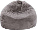 Classic Faux Fur Bean Bag Seat Cushion Floor Cushion Stool Children's Bean Bags Furniture Cushion Chair Sofa (Cover Only), Grey