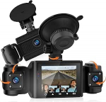 Dash Cam Car koos 64GB kaardiga - 3-kanaliline Dash Cam Front & Indoor - Full HD 1080P mini autokaamera koos liikumistuvastuse, &ouml;ise n&auml;gemise, parkimise j&auml;lgimise, traadita, aku, esikaamera