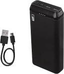 EMOS - ALPHA 10S Powerbank 20,000 mAh - V&auml;line aku l&auml;bip&auml;&auml;suga - 2 USB-A v&auml;ljundit, 1 Micro USB sisend - sisaldab 2 USB andmekaablit - automaatne sisse/v&auml;lja l&uuml;litamine - iPhone, iPad, nutitelefon, tahvelarvuti - must