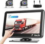 Drahtlose R&uuml;ckfahrkamera Set mit 2 Cameras, 7 Zoll 1080P Thouchscreen Funk R&uuml;ckfahrkamera mit DVR/Loop-Aufzeichnung/24H Park&uuml;berwachung/IP68 Wasserdicht/Nachtsicht/USB-Anschluss