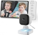 Beebikaamera auto: 5-tolline HD juhtmeta beebimonitor infrapunase &ouml;&ouml;n&auml;gemise ja temperatuurin&auml;idikuga akutoitega kaamera tagaistmele nii autosse kui ka koju