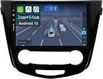 Cadley [2+64G] Android 15 autoraadio Nissan X-Trail T32 Qashqai 2013-2021 juhtmevaba Apple CarPlay/Android Car/Mirror Link/GPS Navigation/Bluetooth 5.0/WiFi/USB/Navi/FM+Tagasi vaatekaamera jaoks