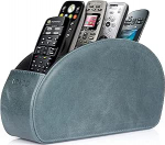 Londo Fernbedienungshalter mit 5 Taschen - Platz f&uuml;r DVD, Blu-Ray, TV, oder Apple TV Fernbedienungen - Italienisches Echtleder mit Wildlederfutter -Schlank Kompakt f&uuml;r die Aufbewahrung im Wohn (Blau)