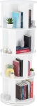 Relaxdays , 4 Shelves, Rotating Bookcase, Wooden Shelf, CD/DVD Storage, Living Room, Office, H x D: 138 x 50 cm, White