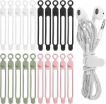 JCUGSBS Pack of 20 Silikoonist kaablipaelad, juhtmete korraldaja mobiiltelefoni laadijale, arvutile, korduvkasutatavad kaablipaelad, kaabli korraldaja koju, kontorisse, k&ouml;&ouml;ki, kooli (4 v&auml;rvi)