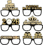 2025 aastavahetuse pidu foto aksessuaarid paberklaasid, 2025 Happy New Year Paper Glasses, 2025 Happy New Year Decorative Glitter Paper Glasses, Hello 2025 Novelty Glasses 2025 New Year Party