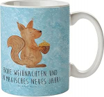 Mr. & Mrs. Panda Trinklernbecher Eichh&ouml;rnchen Weihnachtszeit - Geschenk, Mehrwegbecher, Weihnachtsgru&szlig;, Weihnachten, Plastikbecher, Frohes Neues Jahr, Vogel, Kindergarten Becher, Neujahr, Pott, Frohe