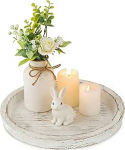 Hanobe k&uuml;&uuml;nla hoidja puidust dekoratiivne kandik: Puidust &uuml;mmargune salv: &Uuml;mmargune puidust kandik Vintage k&uuml;&uuml;nla plaat laua kaunistamiseks - Rustic White Small Decorative Tray Candle Tray for Living Room Table - Rustic White Small Decorative Tray Candle