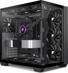 FOIFKIN F300 arvutikapp - eelpaigaldatud 4 ilma RGB ventilaatorita, ATX Mid-Tower Gaming PC-kapp, 270&deg; panoraamklaas koos Type-C-ga (must, F300)