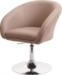Mendler HWC-F19 Dining Room Chair Swivel Chair Lounge Chair Swivel Height Adjustable Faux Leather Taupe
