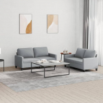 Willood 2tlg. Sofagarnitur Sofa Set mit Kissen Hellgrau Stoff Sofa Set Indoor Sofa