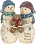 Pavilion Gift Company Baking Ghosts Bright - 4.5" K&auml;sitsi v&auml;rvitud vaik BirchHearts Collectible Double Snowman Figurine Dekoratiivne puhkus j&otilde;ulukaunistus kuju