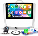 4G+64G Autoradio Android 15 f&uuml;r Focus Exi MT 2 3 Mk2 Mk3 2004-2011, 9 Zoll In-Cell HD Touchscreen mit Drahtlos Carplay Android Auto, Auto Radio mit GPS Wi-Fi USB Bluetooth FM RDS Kamera