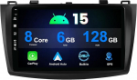 9-tolline IPS (6G + 128G) Android 14 Autoradio 2 DIN Mazda 3 (2009-2013)/Axela 3 tagumise vaate kaamera + MIC GPS Carplay DSP tugi DAB/roolijuhtimine/WiFi/BT/Mirrorlink/RDS/USB