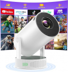 Nutikas miniprojektor, t&auml;iustatud projektor 4K sisseehitatud akuga, 1080P HD mini projektor, kaasaskantav tugi, Android 11 WiFi6 BT5.4, projektor v&auml;ike auto v&otilde;tmealune