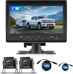 IPS HD 7-tolline tagurduskaamera komplekt 2 kaameraga, tagurduskaamera koos IP68 veekindla &ouml;ise n&auml;gemise DVR-iga veoautodele, haagissuvilatele, veoautodele, haagissuvilatele