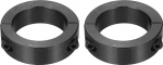 hankekaart 2 x doppelt geteilte Schaftmanschetten, 35 mm Bohrung, zweiteiliger Klemmkragen, 50 mm Au&szlig;endurchmesser, 15 mm Dicke, Karbonstahl, Schlosskragenklemme mit Stellschrauben (Schwarzoxid)