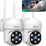 SRIHOME 1080P WiFi Surveillance PTZ IP Camera Humanoid Detection and Motion Tracking Night Vision IP66 Waterproof (2 Units)