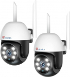 Ctronics PTZ Outdoor Surveillance Camera Set, Automatic Tracking, Coloured Night Vision, Person Detection, 1080P Wireless IP Camera Outdoor WiFi, 350&deg;/90&deg; Swivel, 2-Way Audio, Cloud Storage