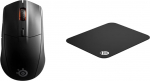 SteelSeries Rival 3 Wireless - Juhtmevaba m&auml;nguhiir - &uuml;le 400 tunni aku kestvusega ja QcK Mini - m&auml;nguhiirematt - kangas - kummist alus - must (250 mm x 210 mm x 2 mm)
