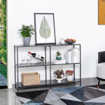 HDANI metallist konsoollaud 3 riiuliga, diivanilaud, kitsas konsoollaud, kaasaegne stiil, sobib esikusse, elutuppa, magamistuppa (must, 120 x 30 x 80 cm)