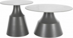 ITAKA kohvilaudade komplekt, &uuml;mmargune, valge/must, l&auml;bim&otilde;&otilde;t 70 cm ja l&auml;bim&otilde;&otilde;t 50 cm, MDF spooniga ja metallist, 2-osaline