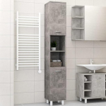 Shally Dogan Tall Space Saving Closet 2 uksega, kitsas vabalt seisev kapp 4 jalaga, mitmeotstarbeline hoiuriiul, elutuba, vannituba, k&ouml;&ouml;k, raamaturiiul, kontor (betoon)