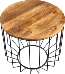 riess-ambiente.de T&ouml;&ouml;stuslik kohvilaud Factory Loft 50 cm naturaalne mangost tahke puidust k&uuml;ljelaud, mis on ideaalne elutuppa.