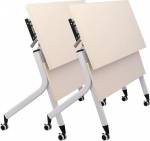 Moderner, tragbarer Konferenztisch mit Holztischplatte, leisen R&auml;dern und lihtsam Montage, ideal f&uuml;r Konferenzr&auml;ume und Studien, B&uuml;ro-Computertisch f&uuml;r Sitzungss&auml;le, 2-teiliges Set (180 x 40 x 75