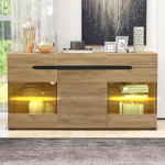 LED Sideboard kabinet, kaasaegne elutuba Sideboard m&ouml;&ouml;bel, 3 ust, 3 sahtlit, palju hoiuruumi, teie eluruumi jaoks