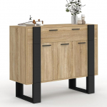 IDMarket - 100cm Phoenix Sideboard - 3 ust ja 1 sahtlit - puit ja must