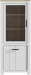 FORTE Elara vitriinkapp 1 uksega, 1 klaasuks, puitkomposiit, valge matt / Bianco Oak, 77 x 185,3 x 42,2 cm