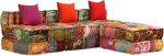 vidaXL Pouf, 3-kohaline modulaarne Patchwork kangast diivanvoodi, diivan, Lounge diivan