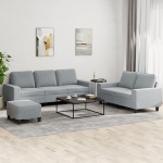 ZEYUAN 3-TLG. Sofagarnitur Hellgrau Stoff, Loungesofa, Diivanid ja diivanid, Relaxsofa, Couch f&uuml;r Wohnzimmer - 3201906