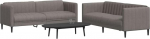 2-TLG. Sofagarnitur Taupe Stoff, Sofa-Set Wohnzimmer modern mit bequemer Polsterung, strapazierf&auml;higem Polyester-Bezug und stabilen Holzbeinen